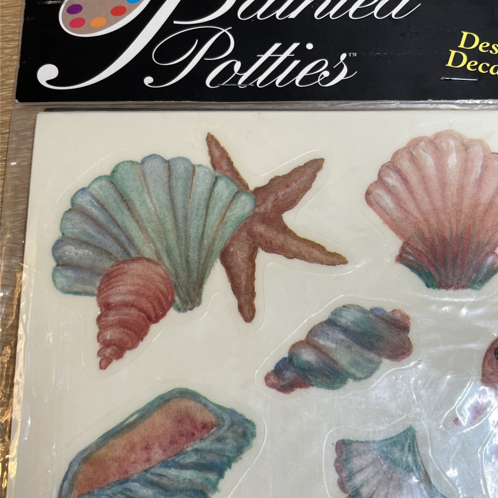 VTG Painted Potties Toilet Bowl Decals Novelty Designer Set Seashells Wall Decor