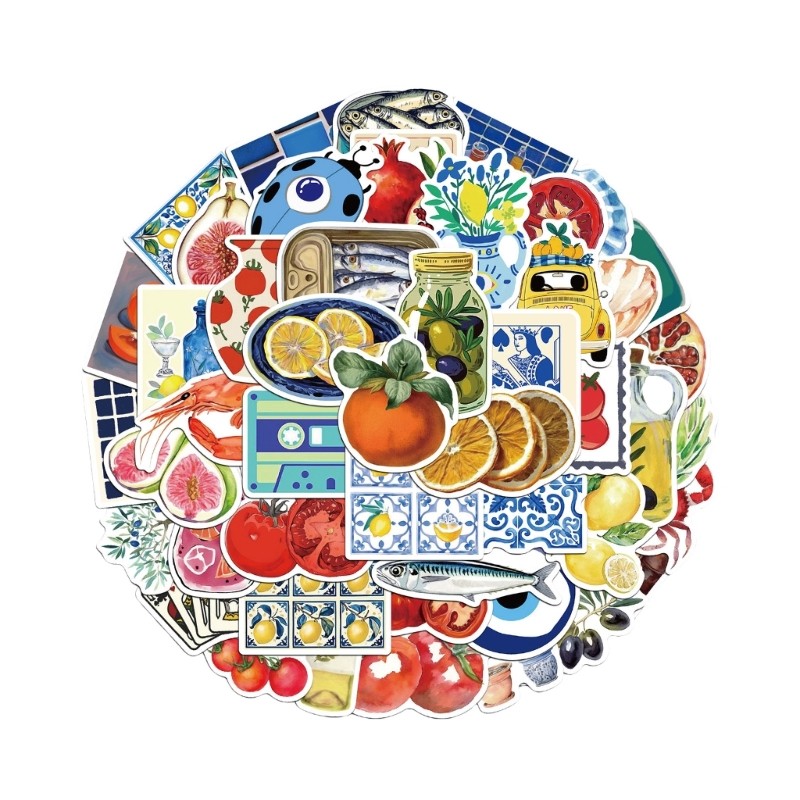 50 Sheets Mediterranean Tomato Sticker Decorative Sticker Stationery Sticker