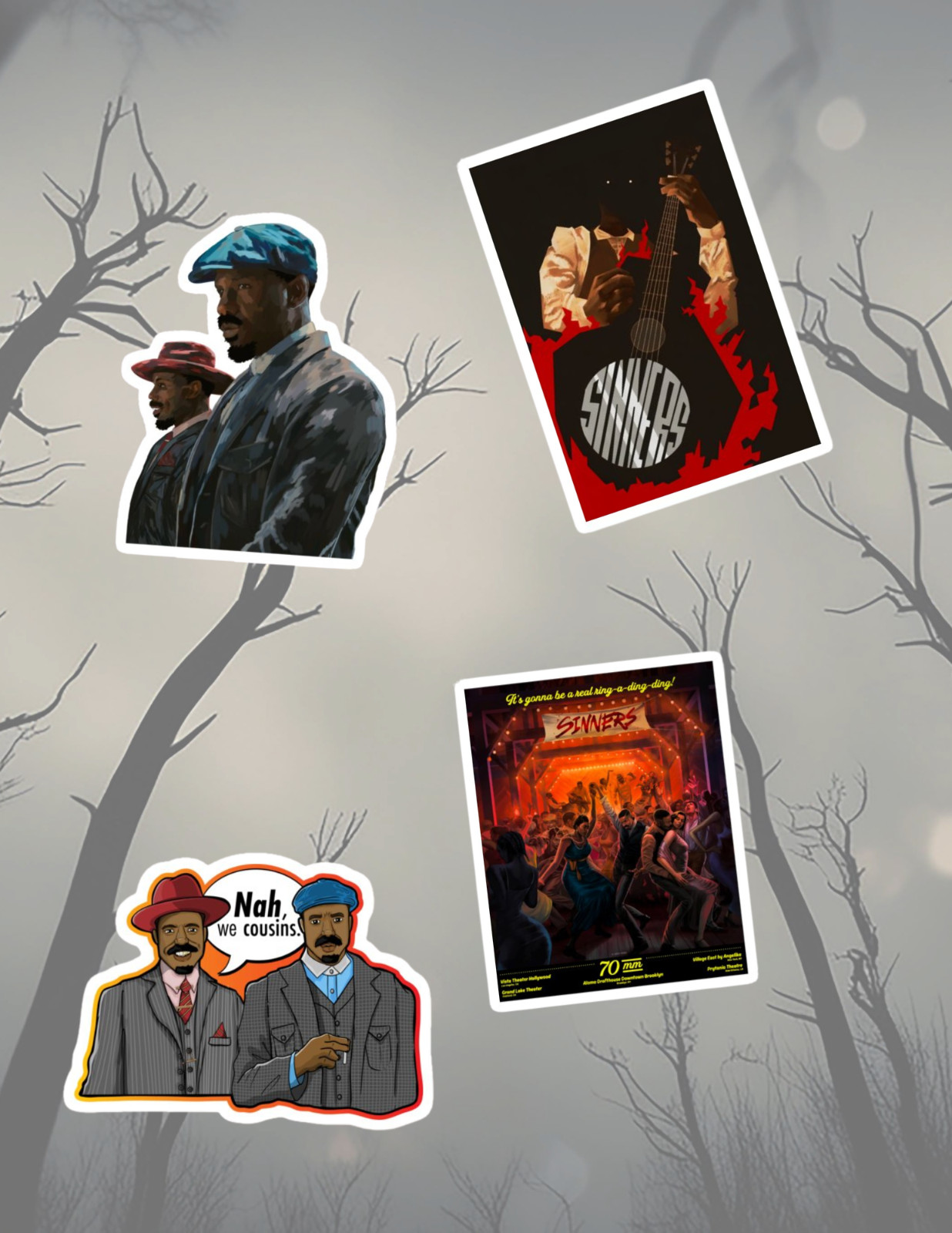 Sinners Horror Movie 4pk Sticker Pack