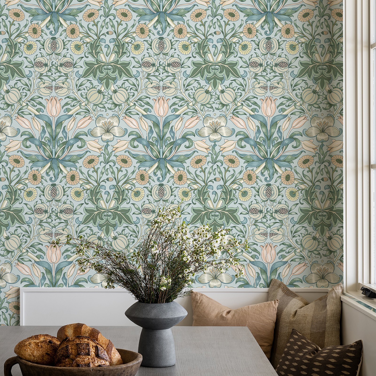 Vintage Floral Peel and Stick Wallpaper Pomegranate Flower Sticker 17.3″X400″ Ne