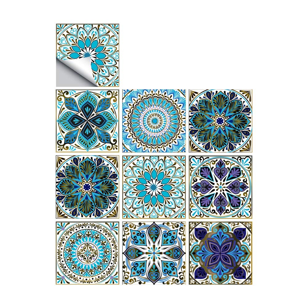 25 PCS Mandala Style Tile Sticker, 4×4 Inch(10x10cm) Traditional DIY Murals, …
