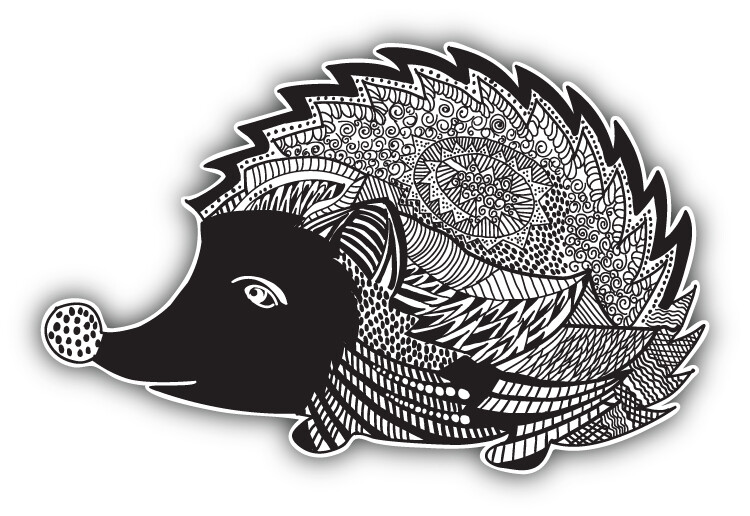 Patterned Hedgehog Car Bumper Sticker Decal ”SIZES”