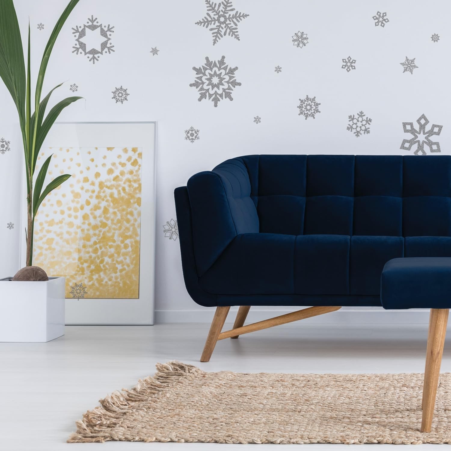 Transform Your Home with 47 Irregular Glitter Snowflake Wall Decals – Easy Apply