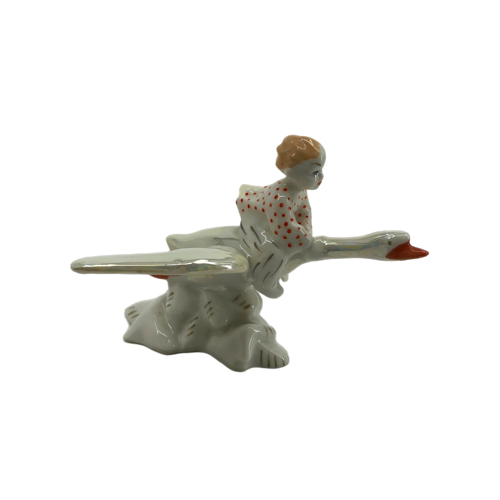 Classic White and Orange Vintage Glass Goose | Ideal for Any Occasion