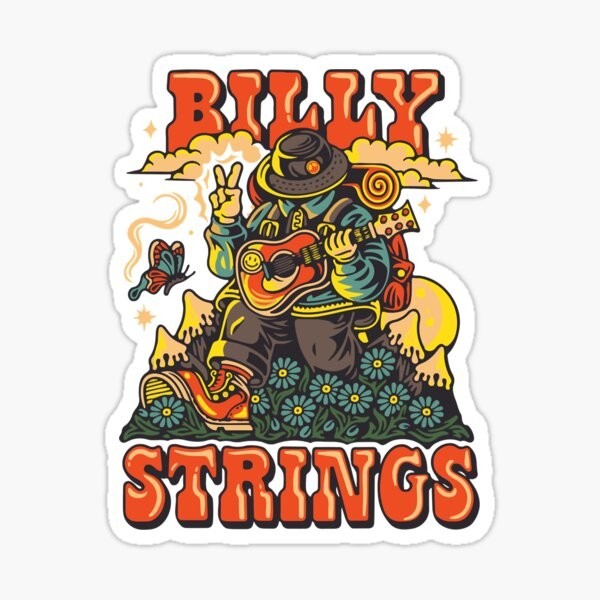 Billy Strings ~ 2″ Vinyl Sticker ~ Acoustic Guitar Patriotic Bluegrass Pickin