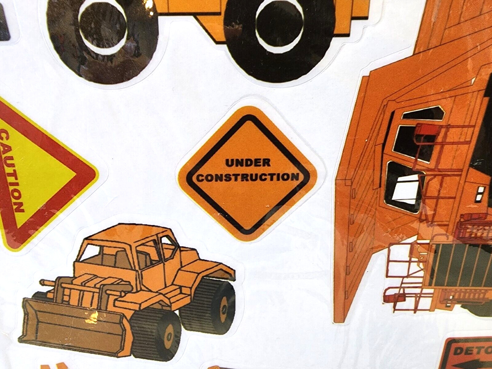 Construction Trucks Wall Decal Stickers Removable Kids Bulldozer Crane SEALED