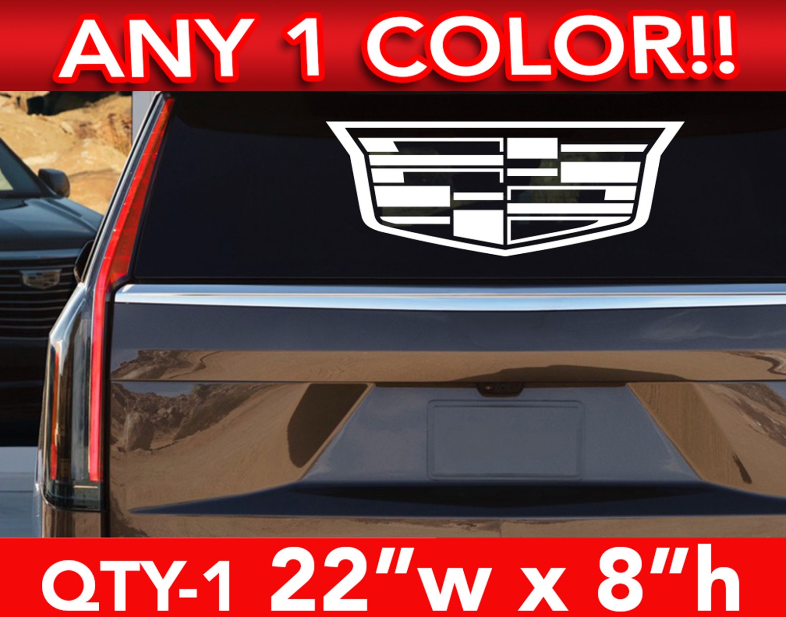 CADILLAC ESCALADE MODERN LOGO CT5 CT4 XT6 DECAL STICKER 22″w x 8″ ANY 1 Color