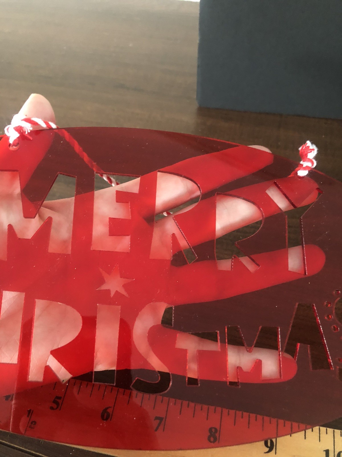 MERRY CHRISTMAS TREE WINDOW WALL window sign Vintage Red Plastic