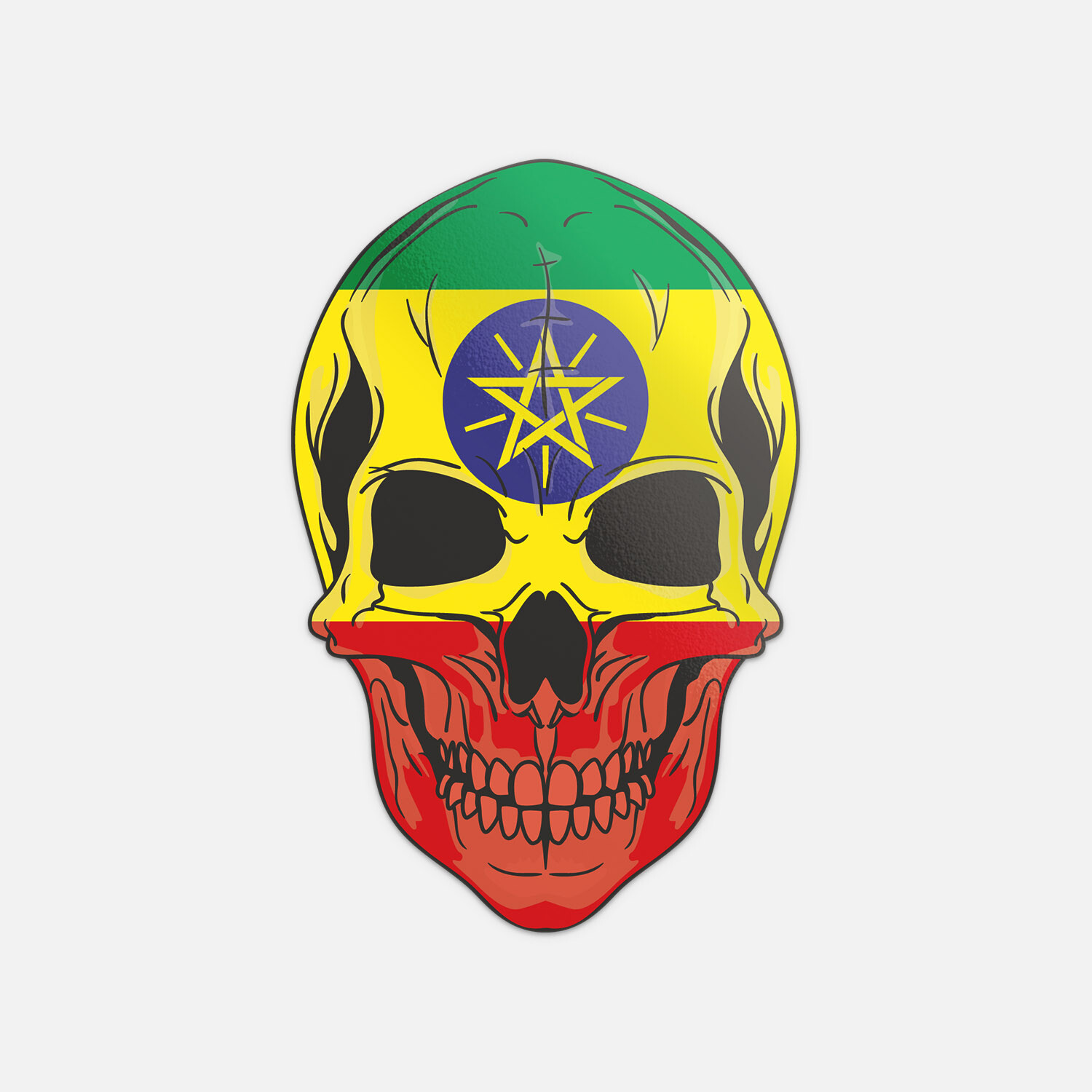 Skull Flag Ethiopia Vinyl Sticker Decal