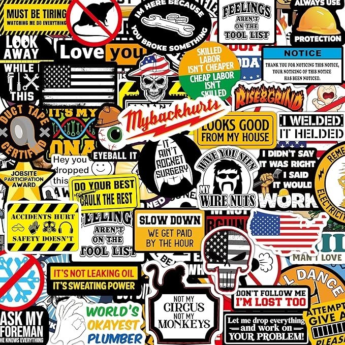150 PCS Funny Hard Hat Stickers for Adults Dark Humor, Hilarious Decals for Tool