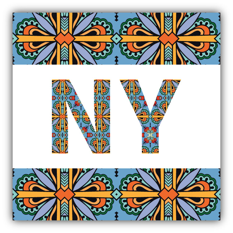 New York USA Ethnic Ornament Label Car Bumper Sticker Decal