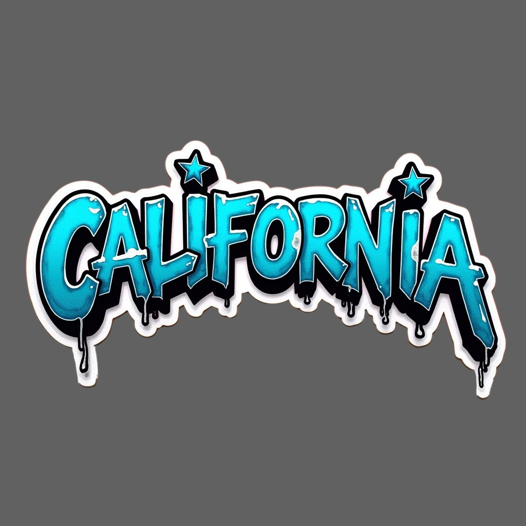 California Sticker Vinyl Decal Blue Graffiti Drip Urban Style Laptop USA