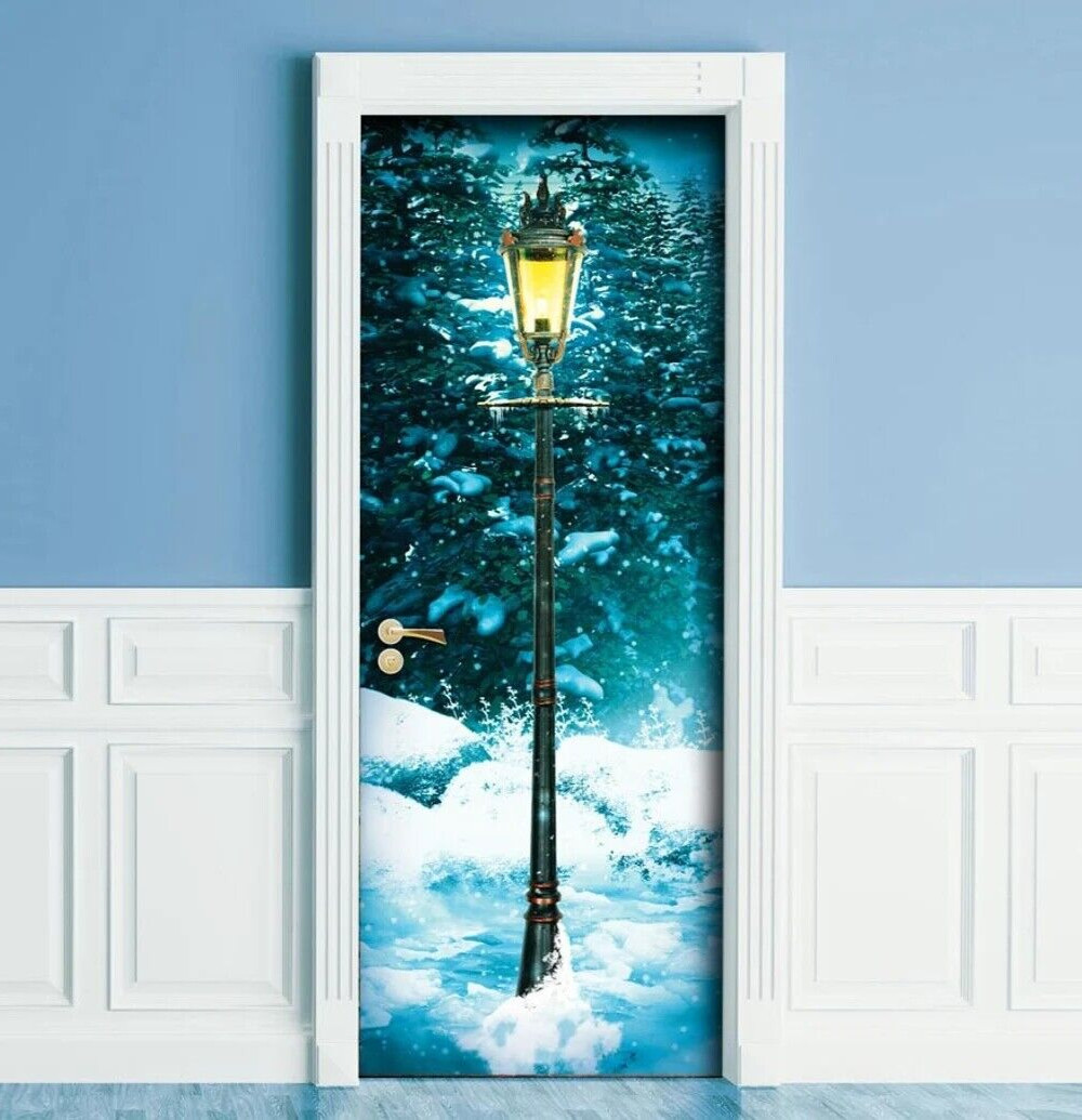 Narnia Lamppost, Lantern Door Mural, Laminated Sticker Decal, Peel’n’Stick