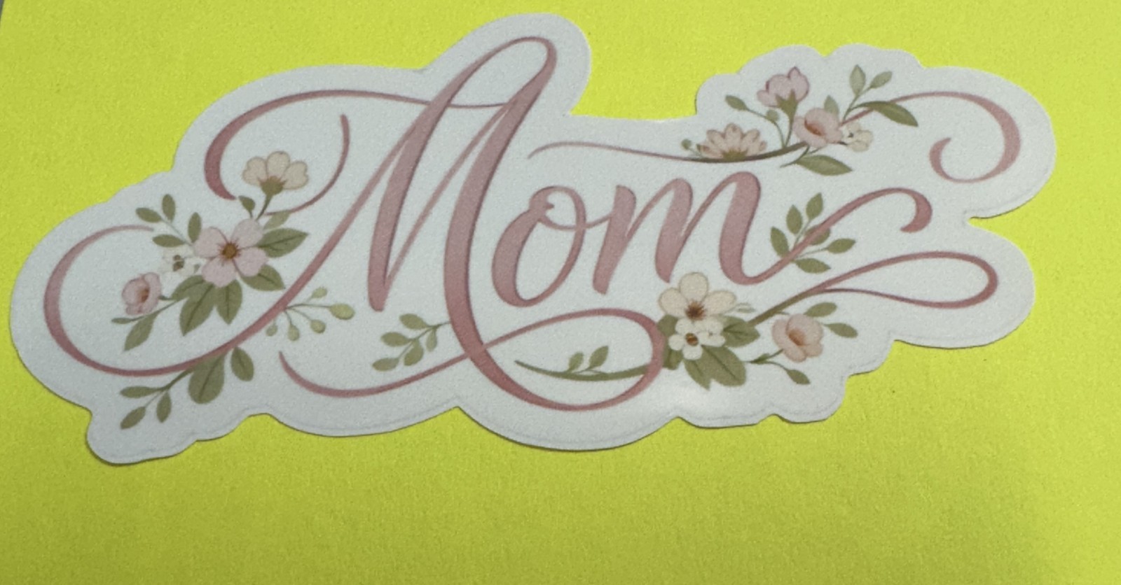 3 inch Mom Floral Script Vinyl Sticker Elegant Pink Flower Decal Mother’s Day Gi