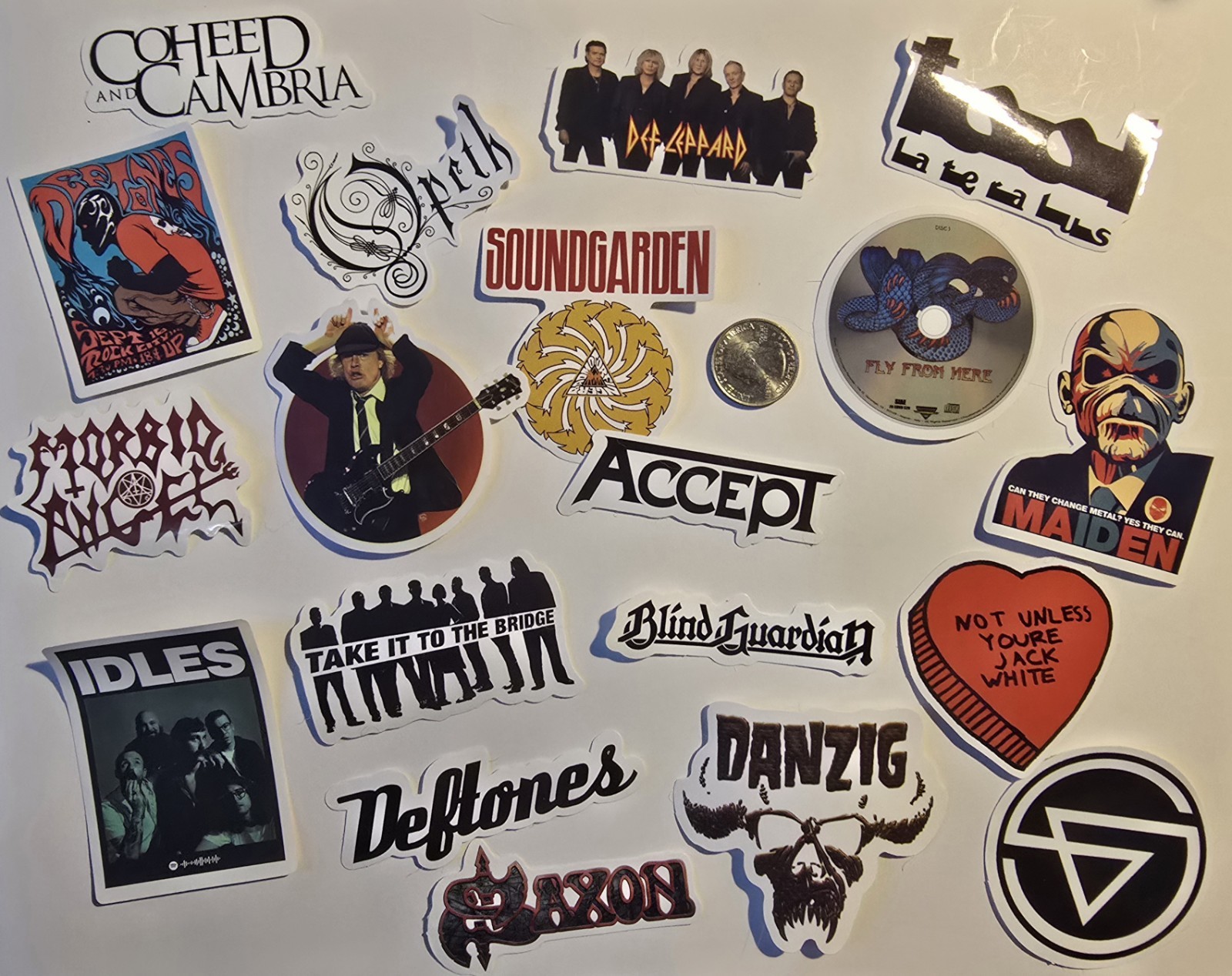 Vinyl Stickers Lot Rock Bands Def Leppard Deftones Soundgarden Tool +many More!