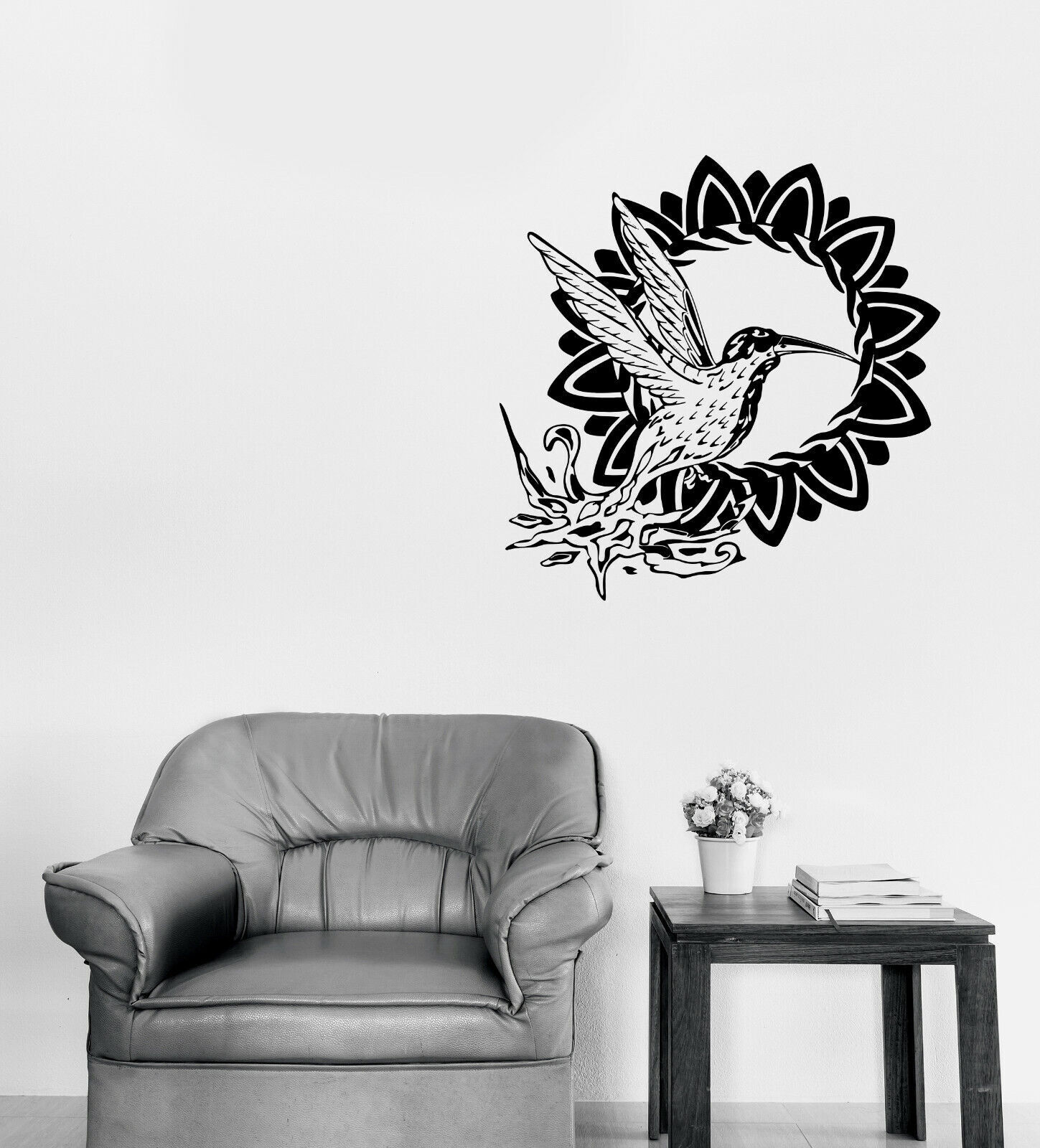 Vinyl Decal Wall Sticker Hummingbird Totem Bird with Frame Sun Sign (n1180)