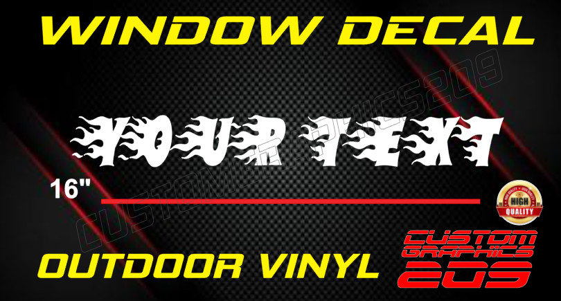 Custom Flame Text Truck Car Window Decal Oracal 651 Waterproof Vinyl