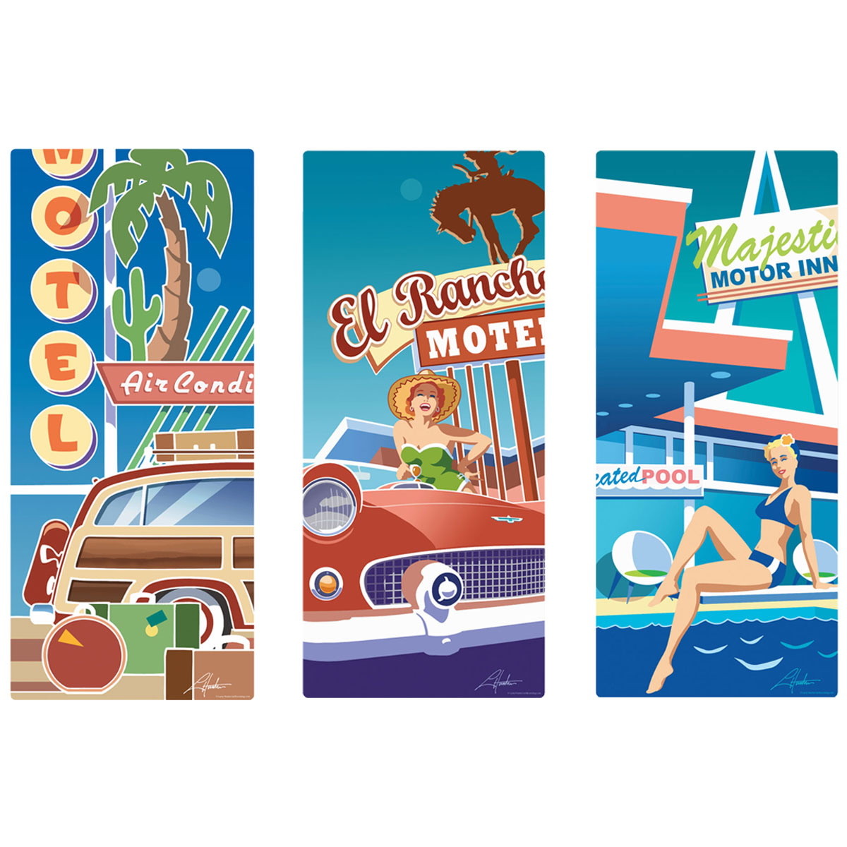 Motel & Motor Inn Vacation Wall Decal Set Vintage Style Made in USA 10 x 23