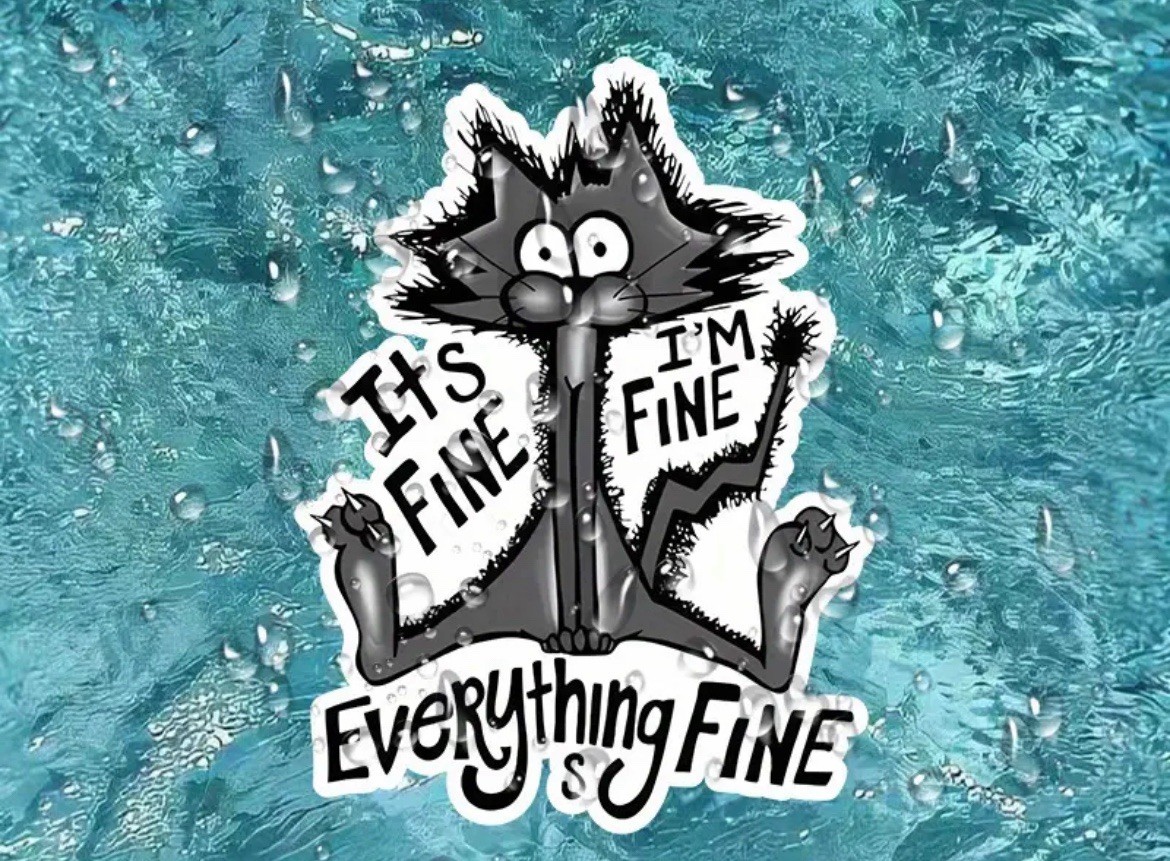 I’m Fine, Everything’s Fine” Sticker Decal, Suitable for any smooth surface