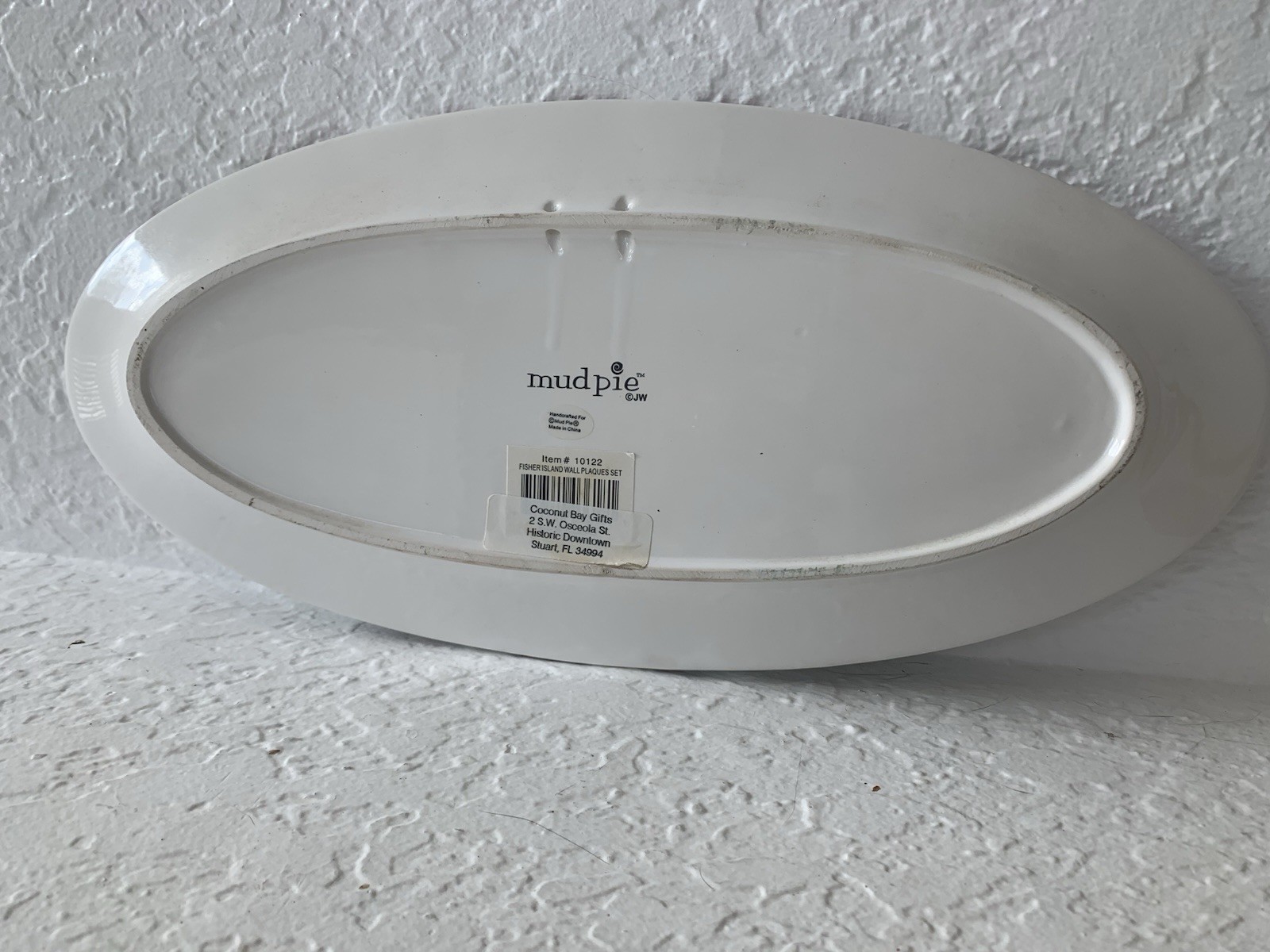 Mud Pie Grouper Design Oval Shape 13”x 6” Wall Hanging Ceramic Green Fish Dish