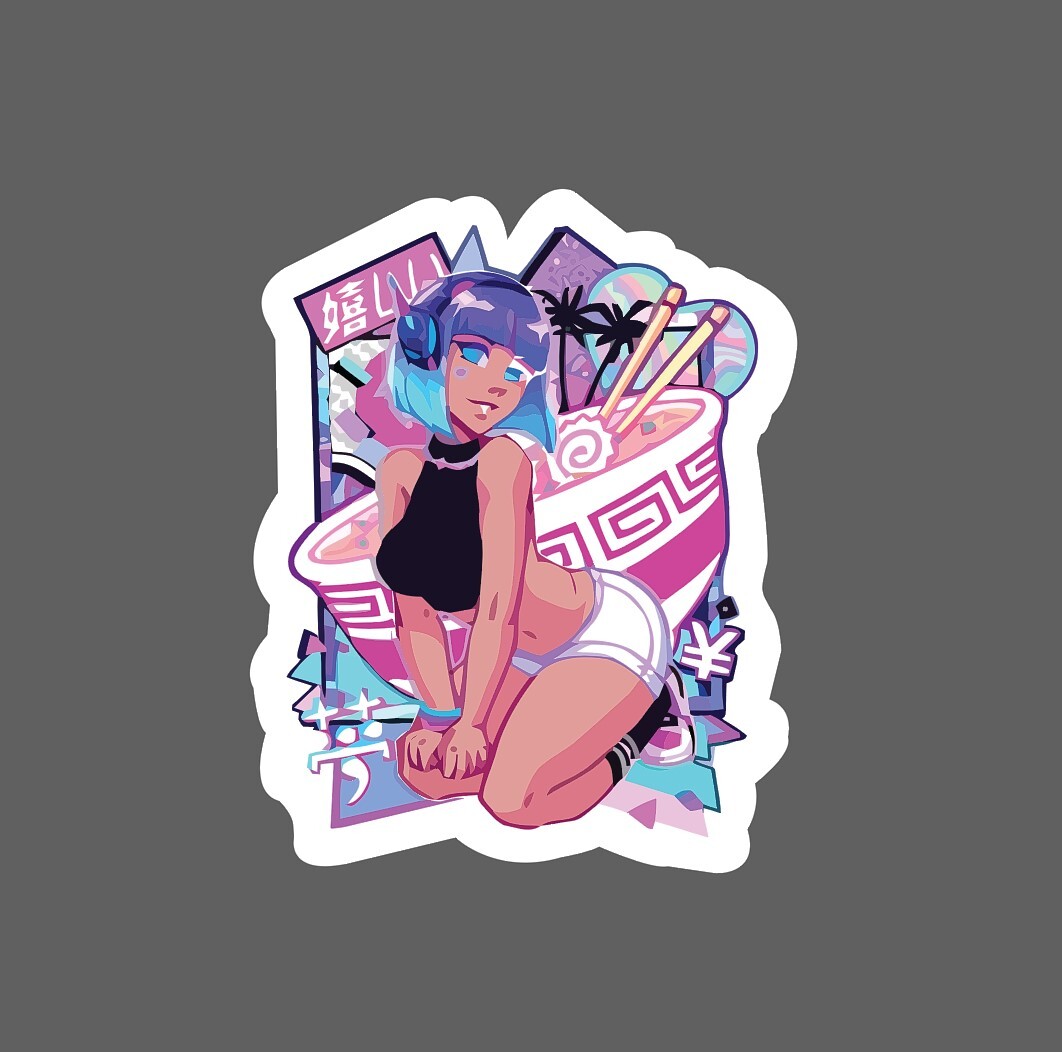 Anime Girl Sticker Techno Waterproof – Buy Any 4 For $1.75 Each Storewide!