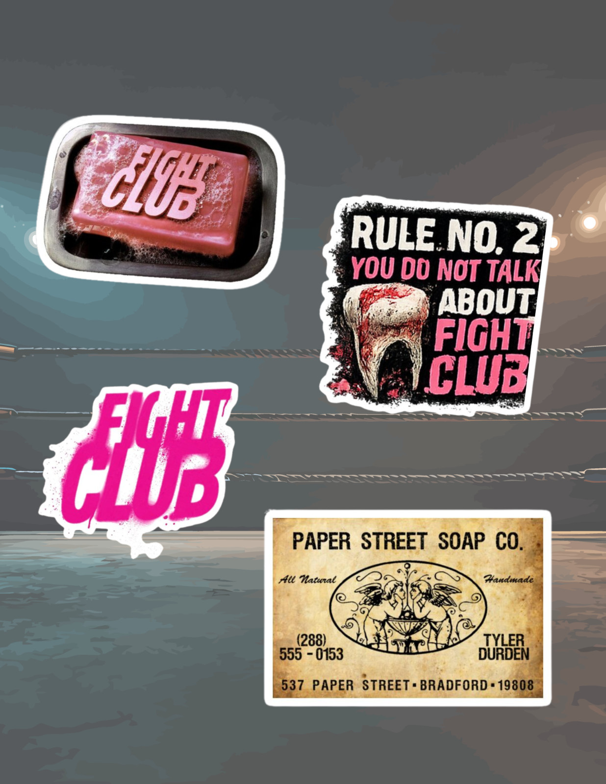 Fight Club 90’s Movies 4pc Sticker Pack