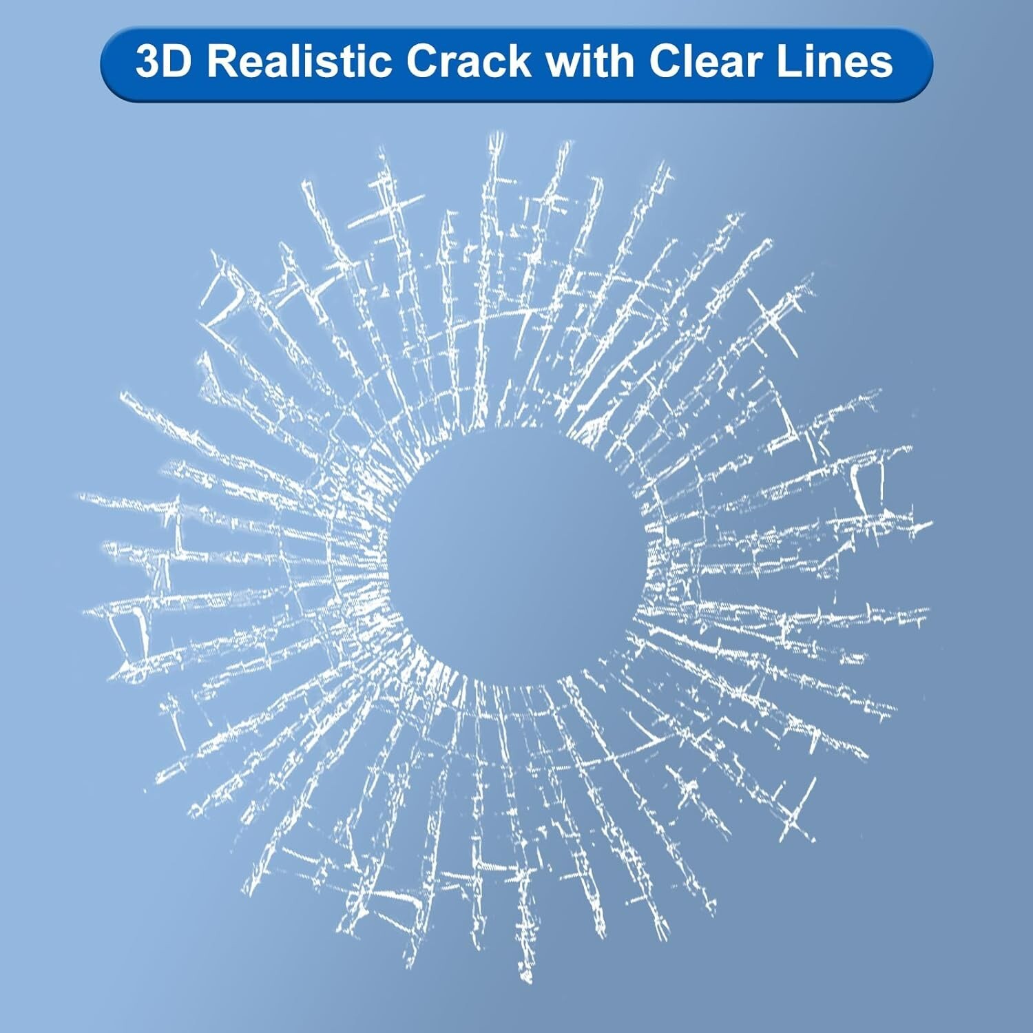 “3D Prank Tricky Broken Glass Sticker Car Window Ball Hits Self Adhesive Funny “