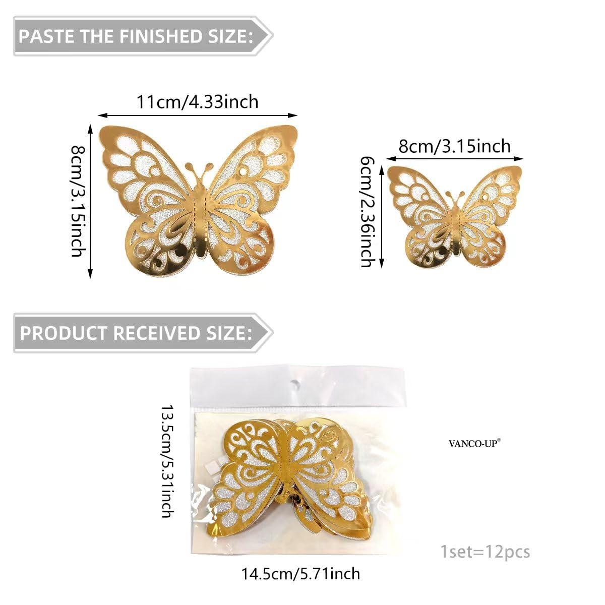 3D Butterfly Wall Decals – & Wedding Celebrations, -Adhesive Wall Art Decorat…