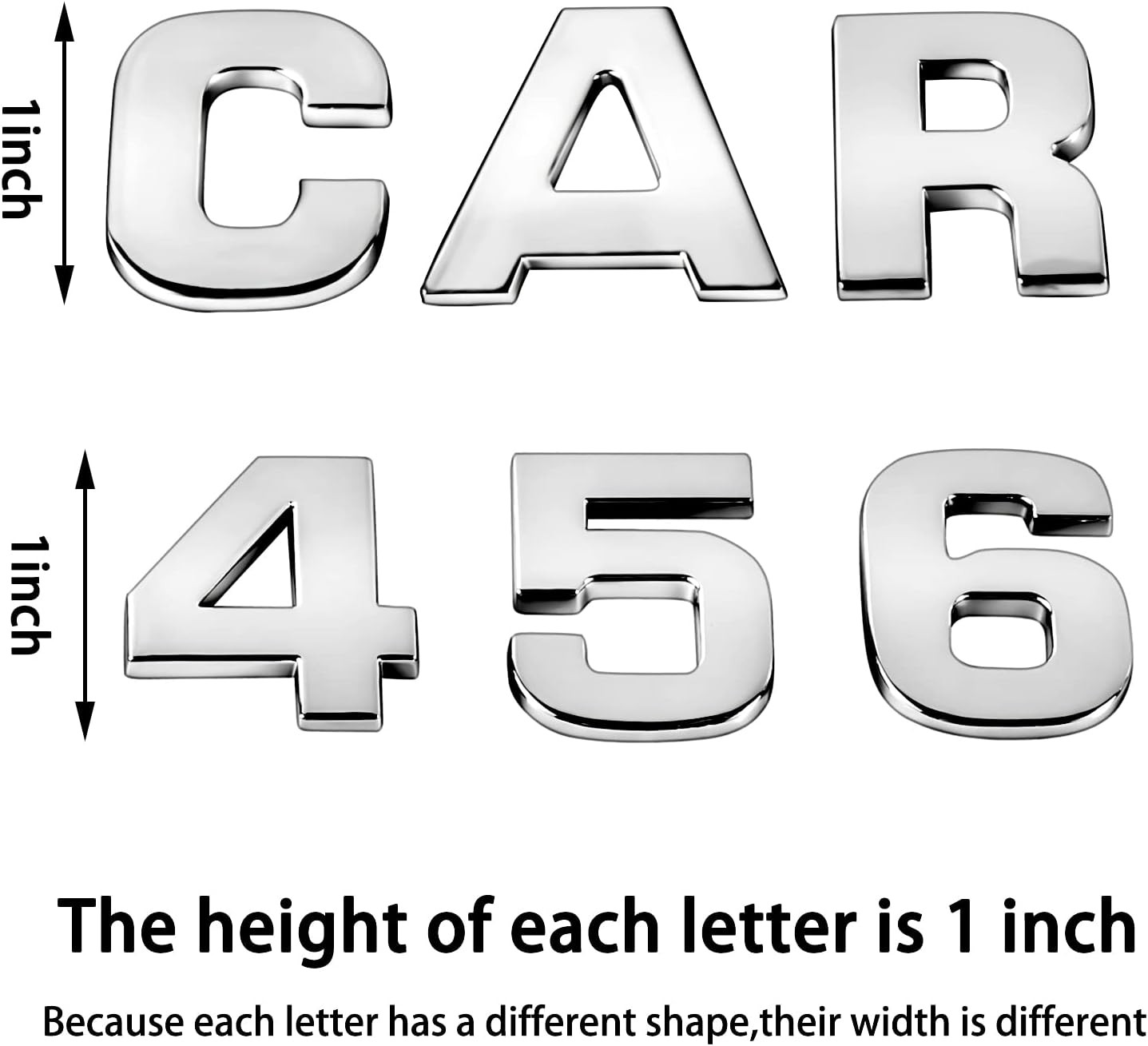 43Pcs Car Emblem Letters Sticker DIY 3D Chrome Number Symbol Badge Decal