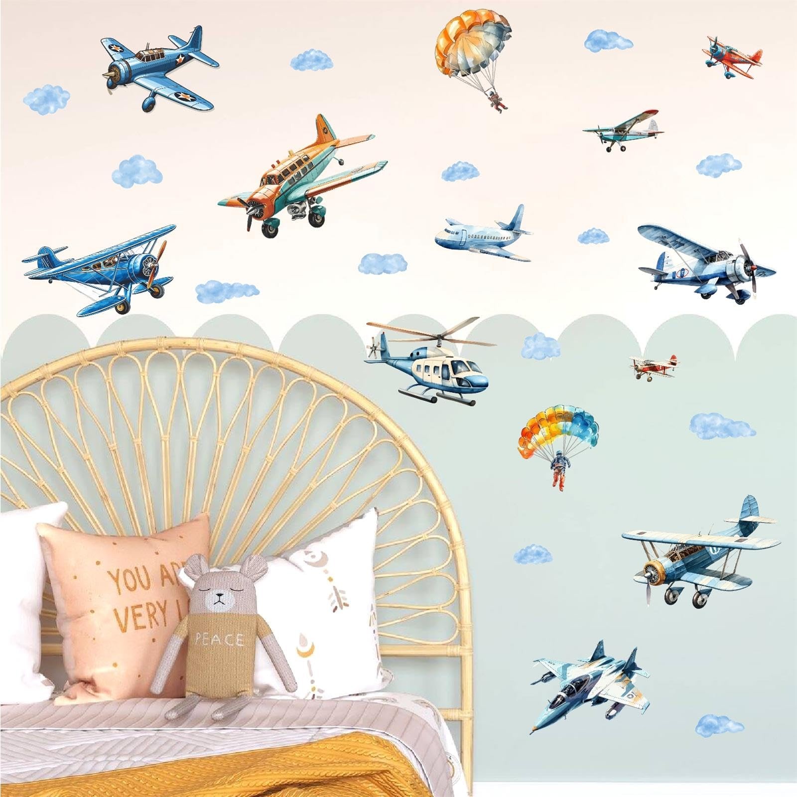 Airplane Wall Stickers Large Airplanes Wall Decals Plane Clouds Decals Aircra…