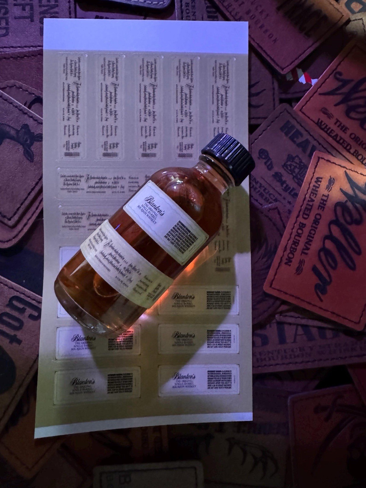 Blanton’s Bourbon Mini labels – 6 Label Sets – Vinyl Bottle Label Stickers