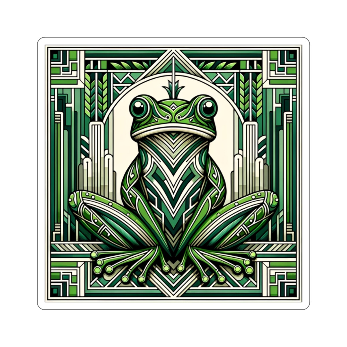 Sticker Art Deco Chevron Frog Geometric Design Vintage Style 2×2″ 3×3″ 4×4″ 6×6″