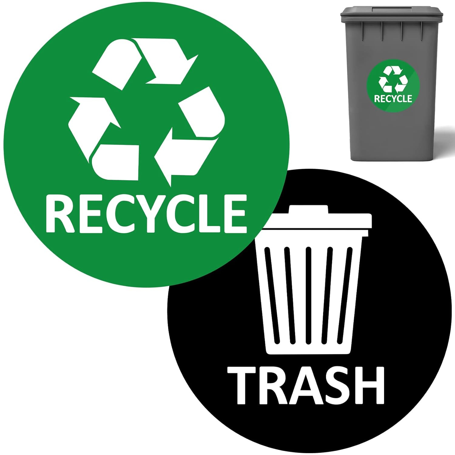 3 Pcs Trash and Recycling Stickers for Home, Office, and Commercial Use