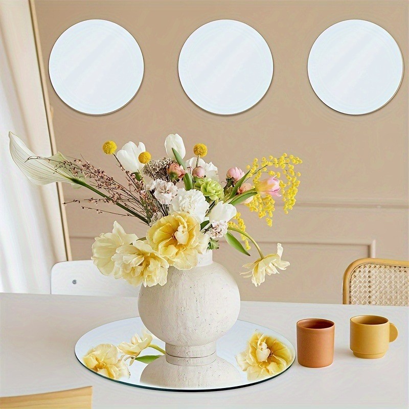 3Pcs Round Flexible Acrylic Mirror Wall Stickers Unbreakable Bathroom Decor