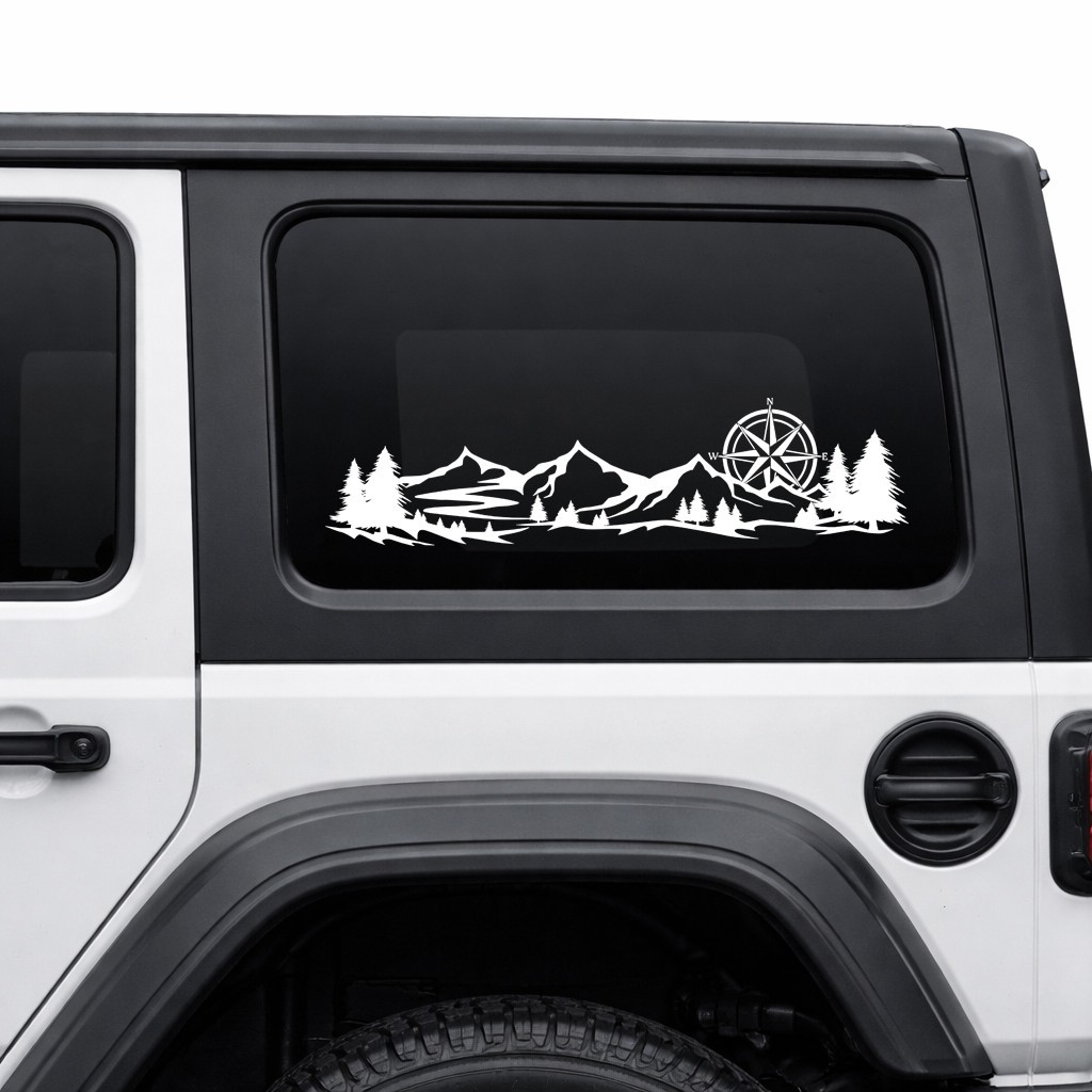Wilderness Mountain Compass V5 Vinyl Decal Outdoor Adventure Camping RV Truck