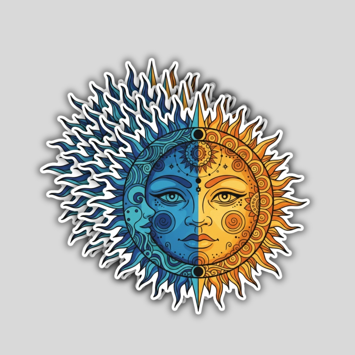 4PCS Sun and Moon Stickers – Bohemian Celestial Art Vinyl Decal Gift Set
