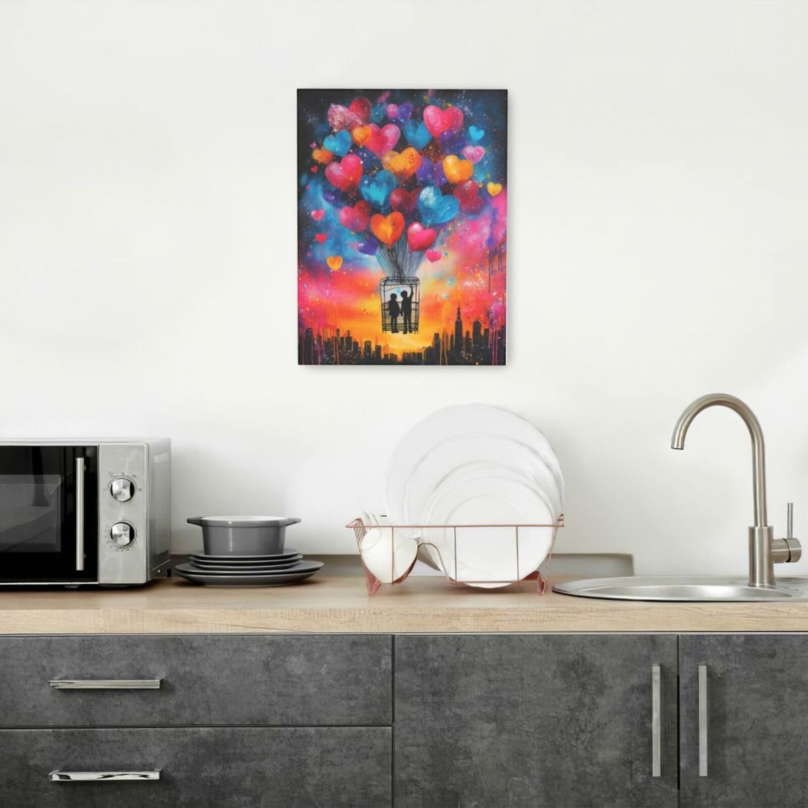 Banksy Street Graffiti Wall Art Balloon Canvas Wall Decor Pictures Paintings …