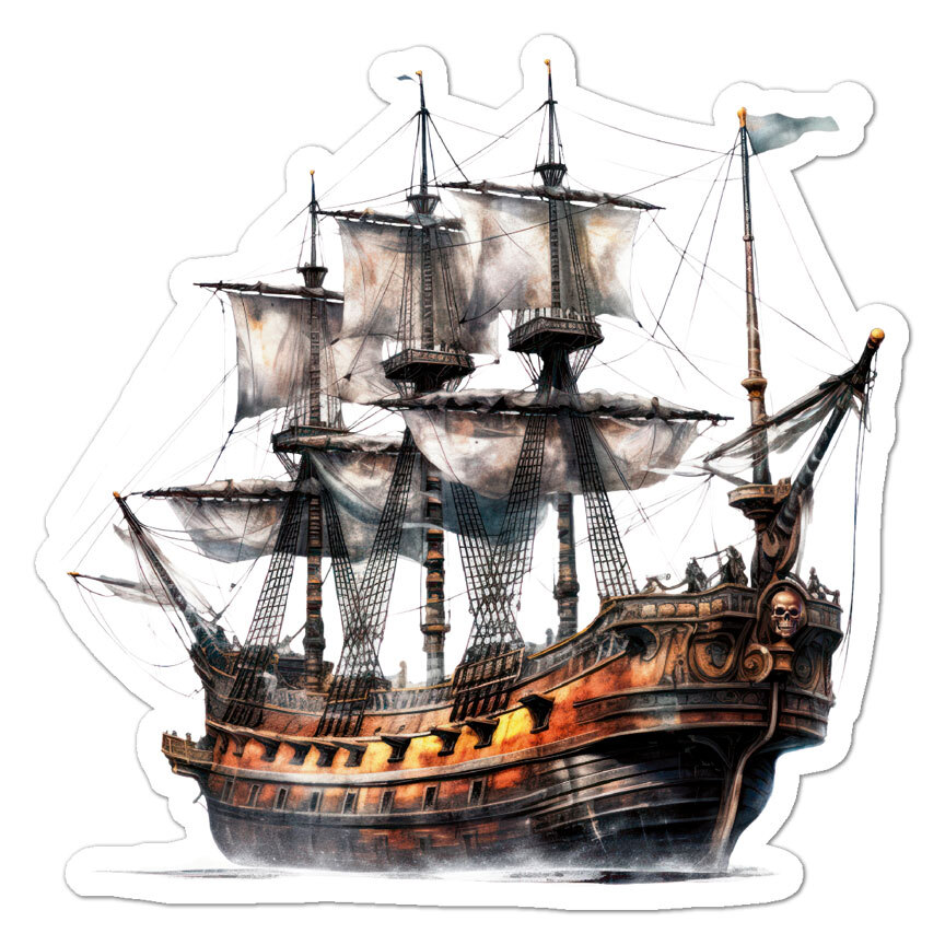 Pirate Ship Sail, Vinyl Decal Sticker, Indoor Outdoor, 3 Sizes, #9989
