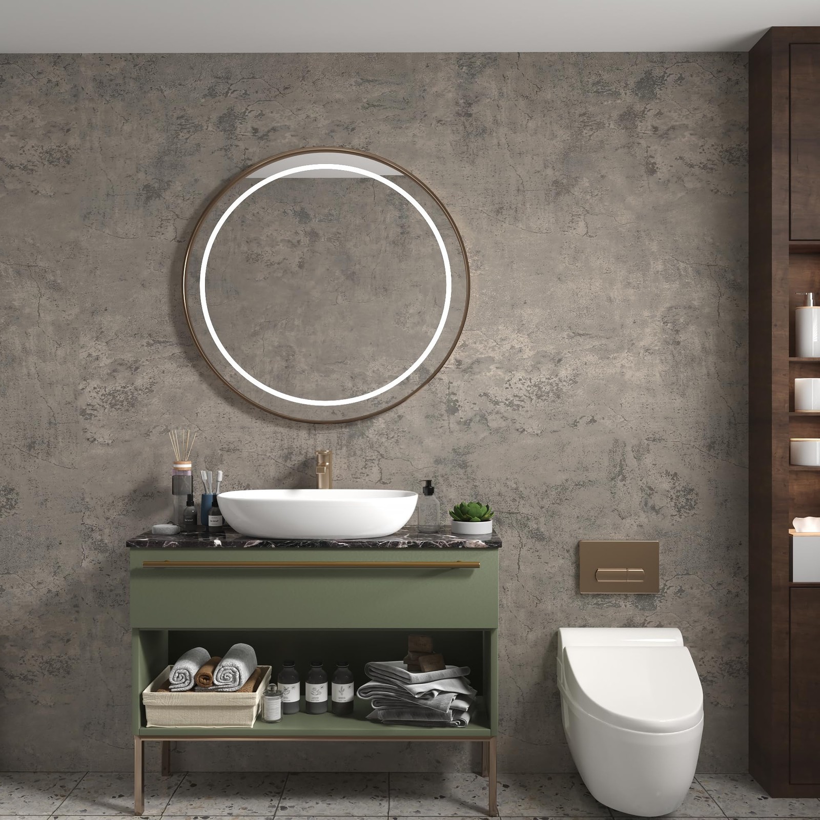 3yecao 16″×354″ Extra Thick Light Grey Concrete Wallpaper Peel and Stick 3D F…
