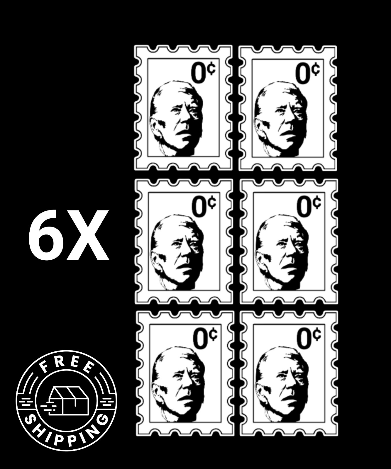 Joe Biden 0¢ Cent NOVELTY STAMP STICKER 6 Pack President just for fun