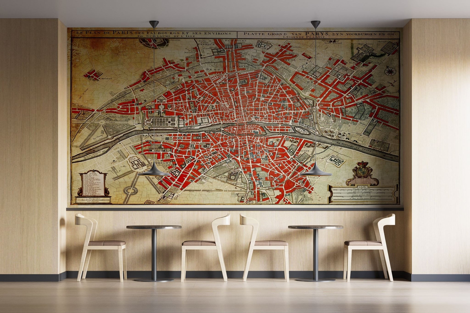 Vintage Map of Paris Wall Mural. Plattegrond van Parijs (ca. 1721–1774) by Guill
