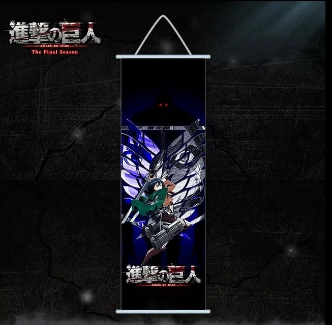 Attack On Titan Canvas Print With Rolling Frame 70×25Cm Eren Mikasa