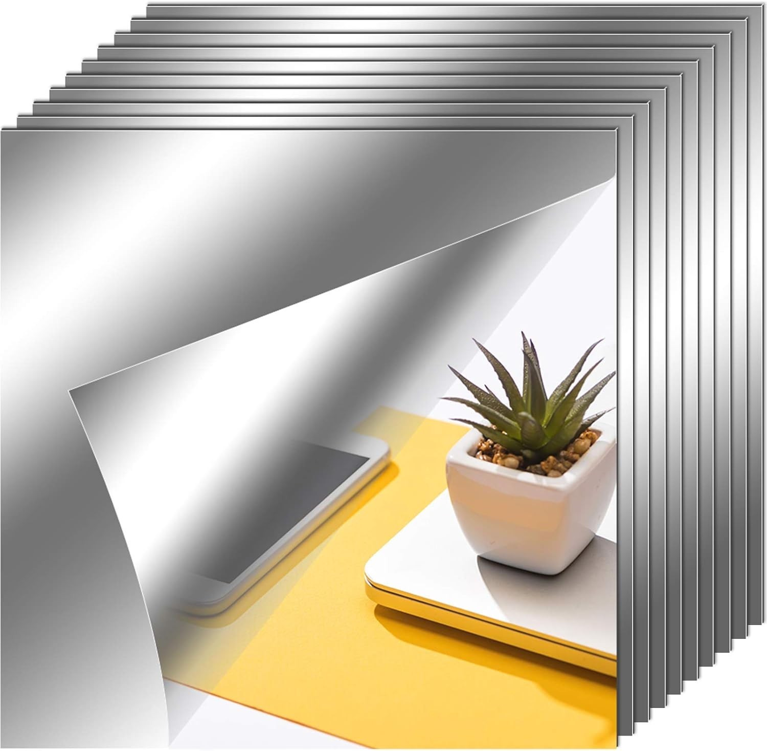 Elegant 10-Piece Self-Adhesive Non-Glass Mirror Sheets for Stunning Home Decor