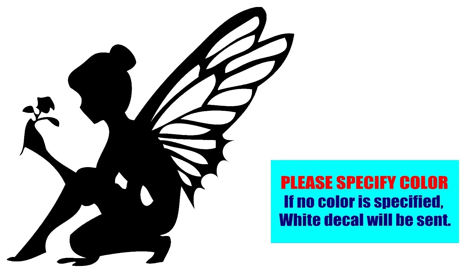 Fairy silhouette with Flower Vinyl Decal Sticker Car Truck Window Various sizes