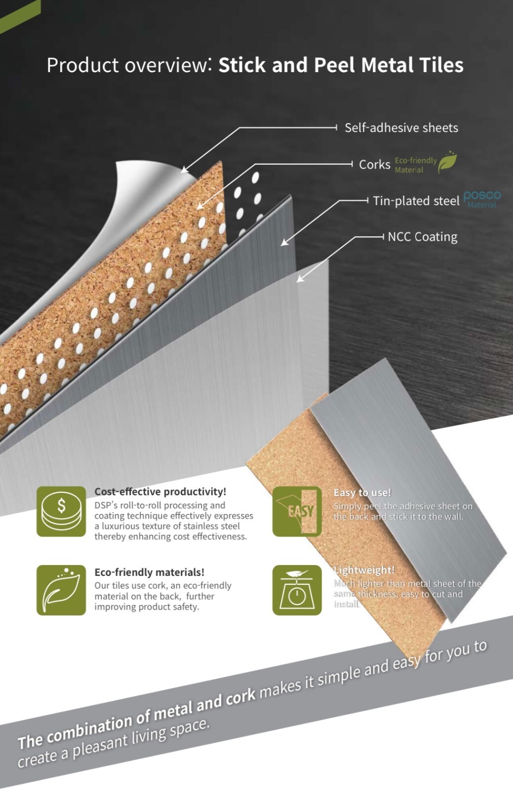 Peel & Stick Metal Tile kitchen backsplash 3.93″x7.87″(100MM x 200MM)