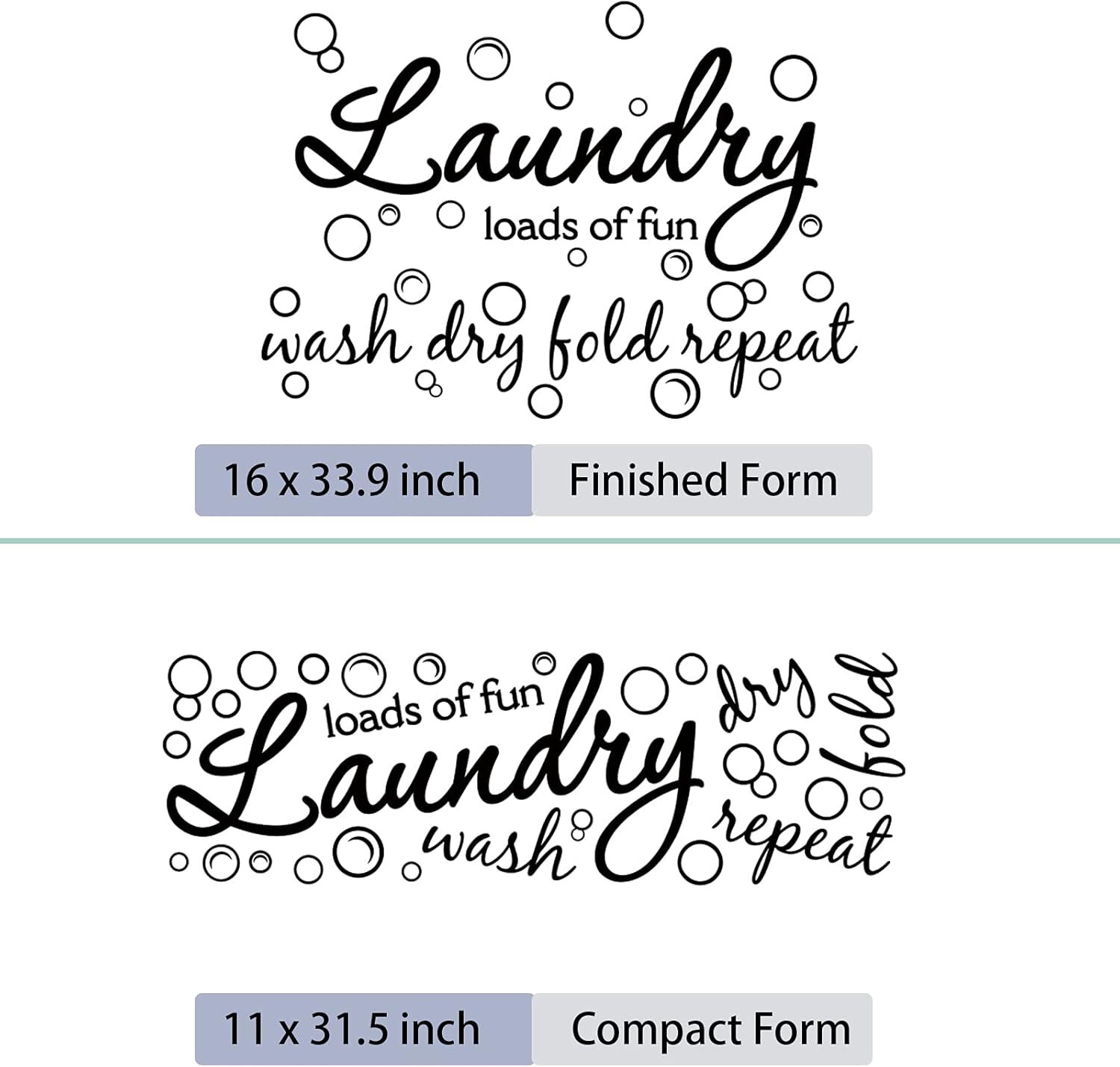 Laundry Room Vinyl Wall Decal Bubble Sticker Saying Loads of Black