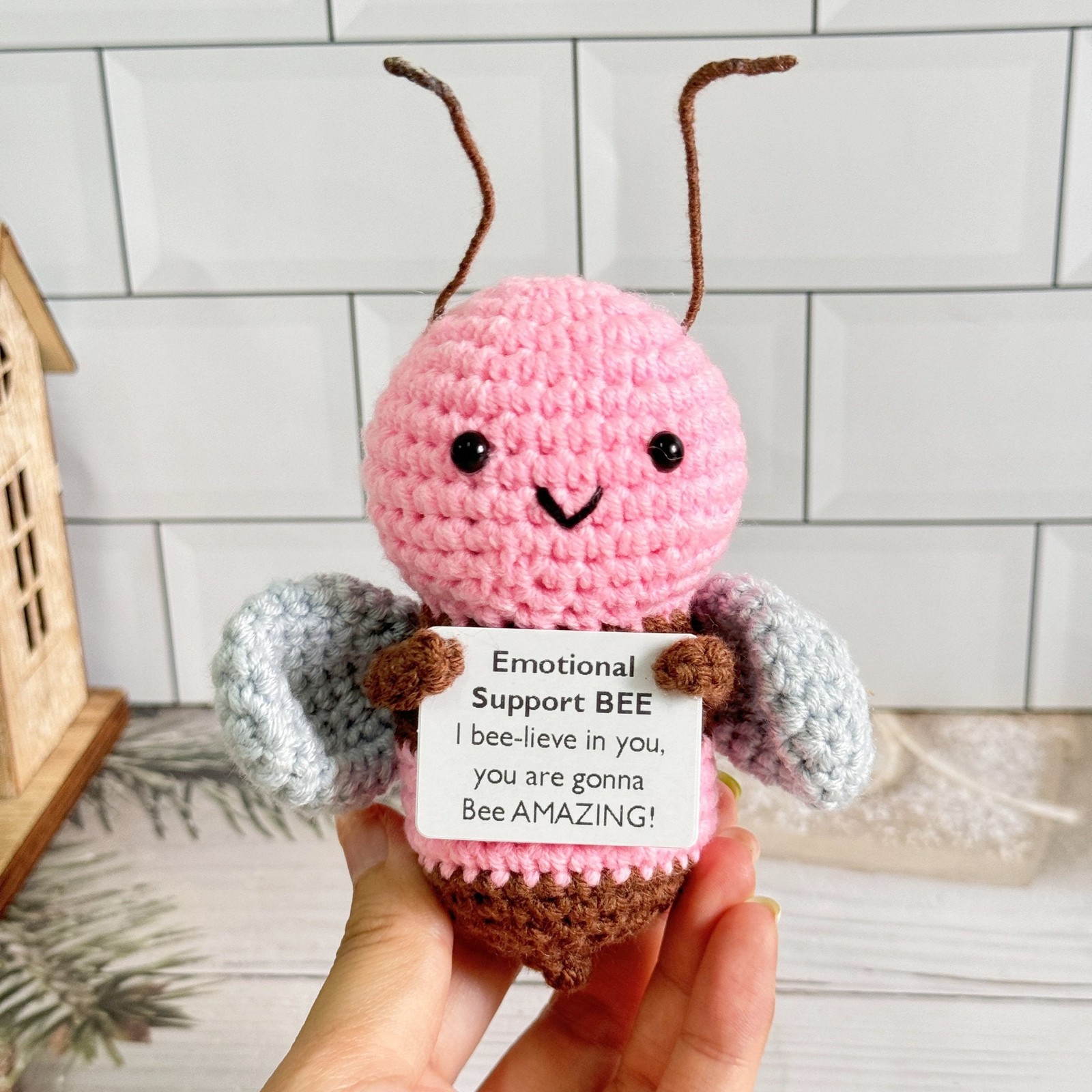 Crochet Bee Plush, Handmade Desk Decor, Thank You Gift for Teacher Friend