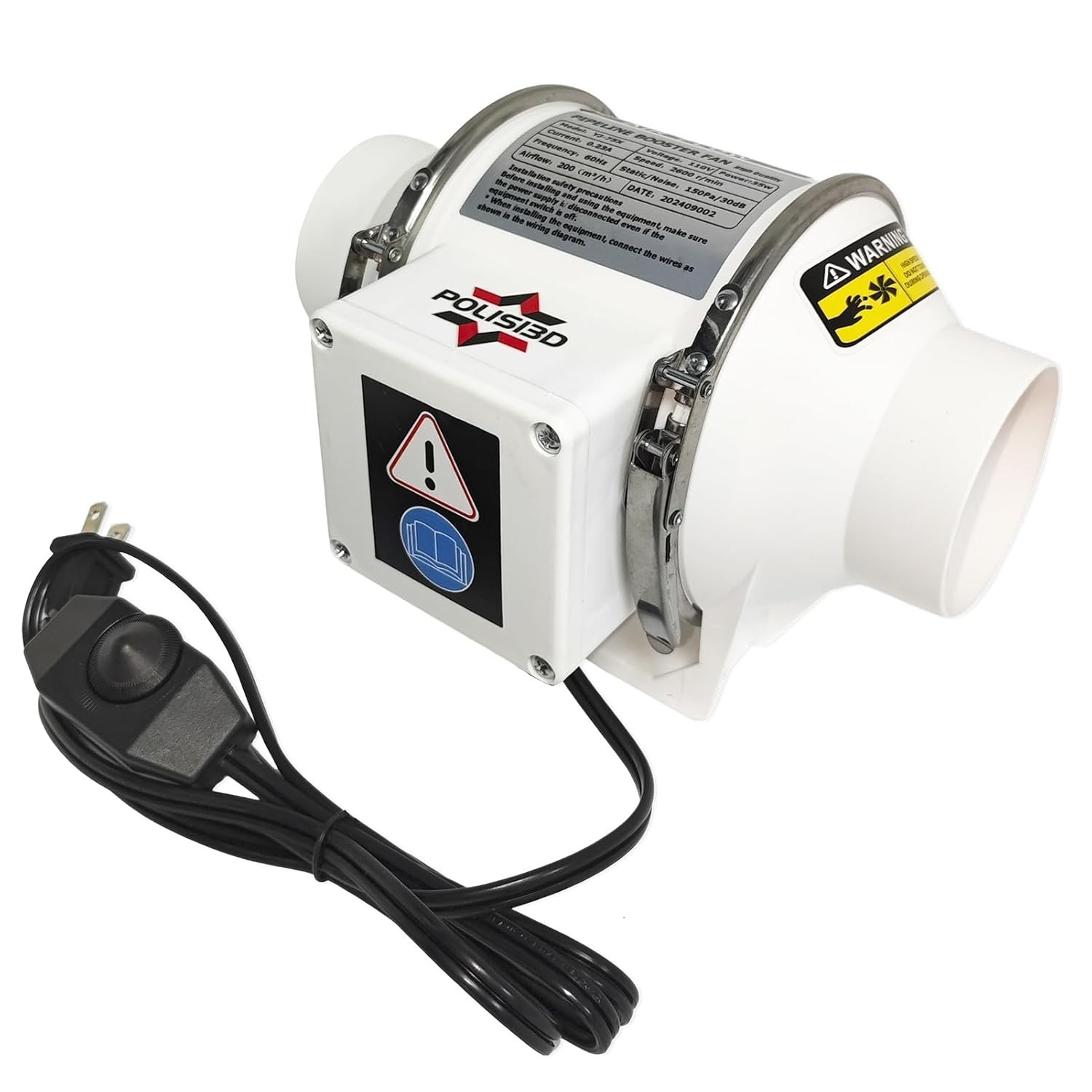 Powerful 3 Inch Inline Duct Ventilation Fan AC Vent Blower Exhaust Fan w/ 1.5M P
