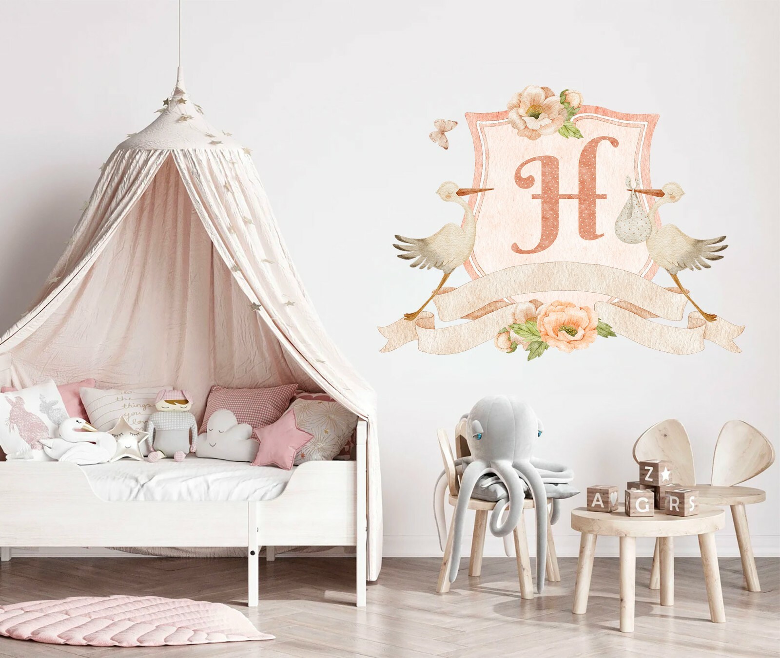 Baby newborn Gift Initial Personalization Removable Wall Decal StickerBaby Decor