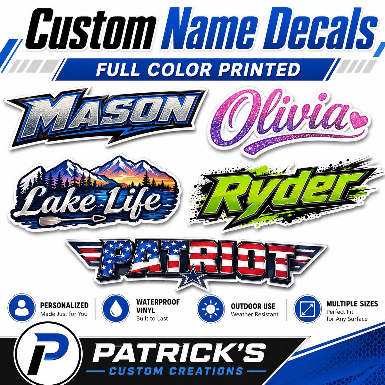 Custom Name Decal Full Color Printed Personalized Vinyl Sticker